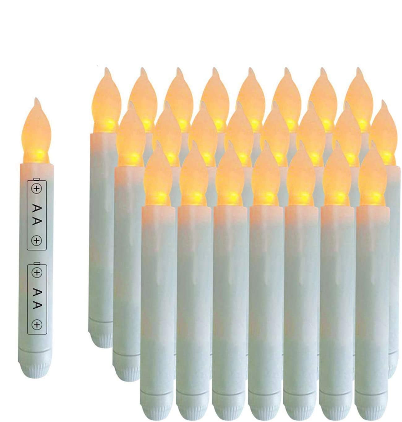 24 Pack Flameless Taper Candles Flickering Ivory LED Candle for