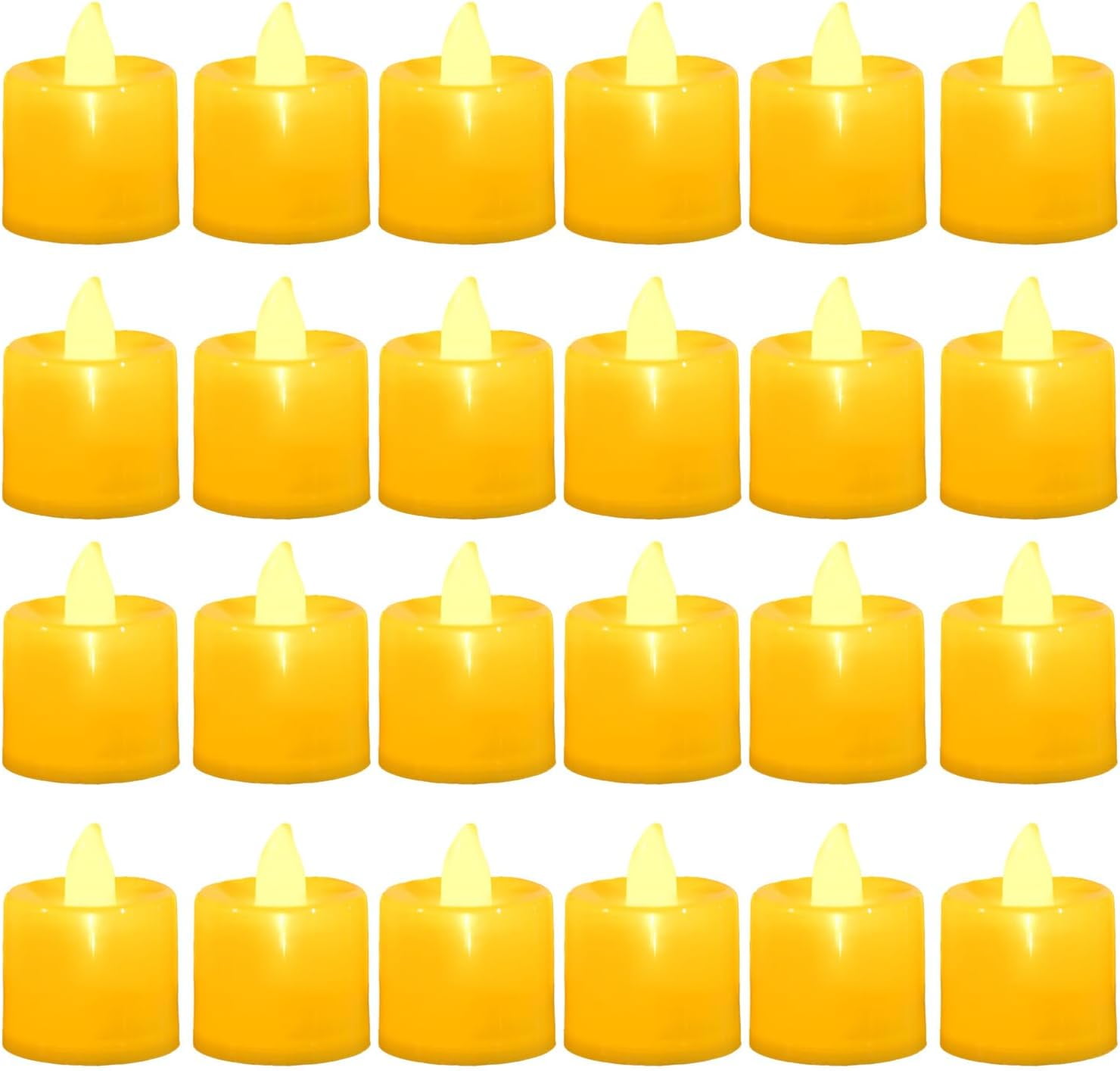 24 Pack Flickering Warm Yellow Flameless LED Tea Lights Candles with