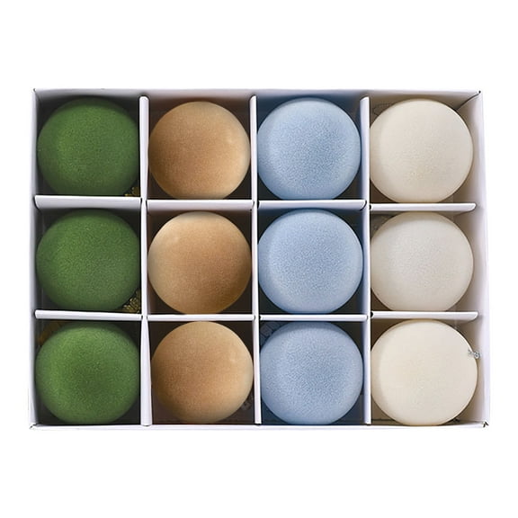 24-Pack Flocked Christmas Balls - Shatterproof Holiday Tree Decor