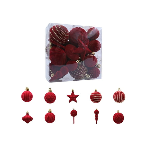 24 Pack Flocked Christmas Ornament Balls Set, 6 Colors 2.76 Inch Shatterproof Christmas Tree Decorations for Xmas Holiday Party Home Decor