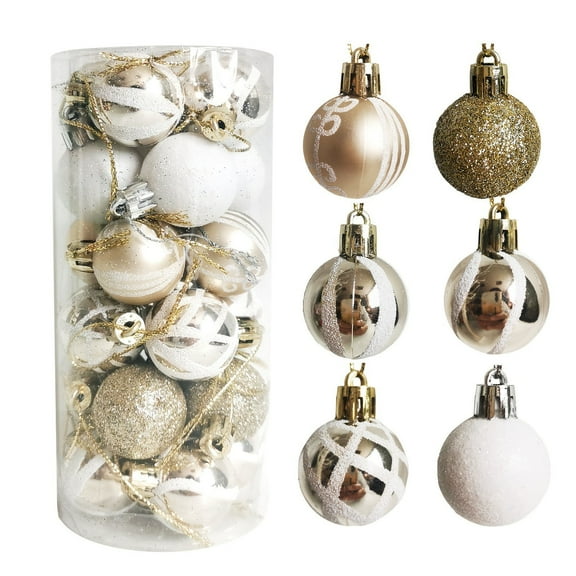 24-Pack Flocked Christmas Ornaments - 3cm Beaded Velvet Tree Decorations for Wedding, Party & Holiday Displays (Unbreakable PVC, Commercial Grade)‌