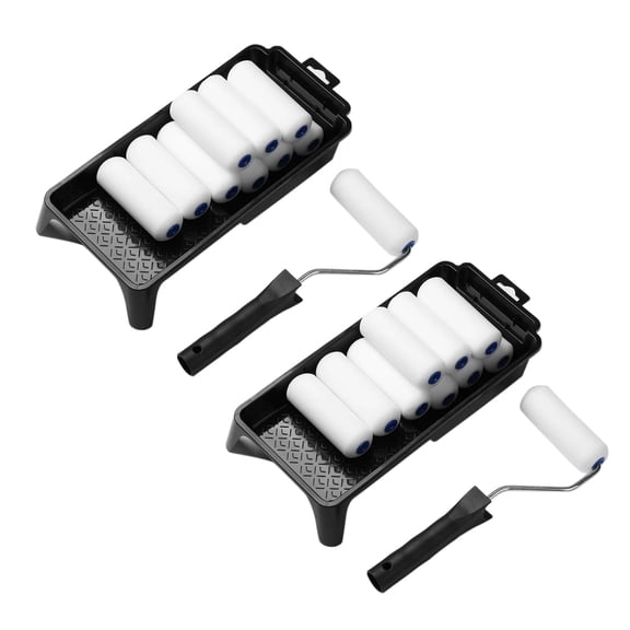 24 Pack Foam Paint Roller, Roller Frame with 4-Inch Mini Paint Roller Cover Refills with Foam-Covered Ends, High-Density Foam Paint Tray Set for Room Home Repair Mini Paint Kits