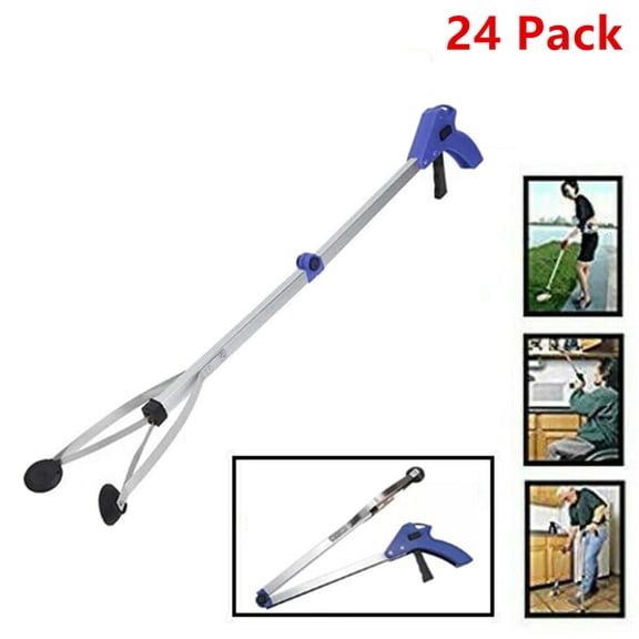 24 Pack Foldable Reacher Grabber Tool, Long 32" Foldable Extender Gripper Tool, Suction Cups for Precise Work, Claw Trash Garbage Picker, Garden Nabber, Mobility Aid Pick Up Tool, Wholesale, Bulk