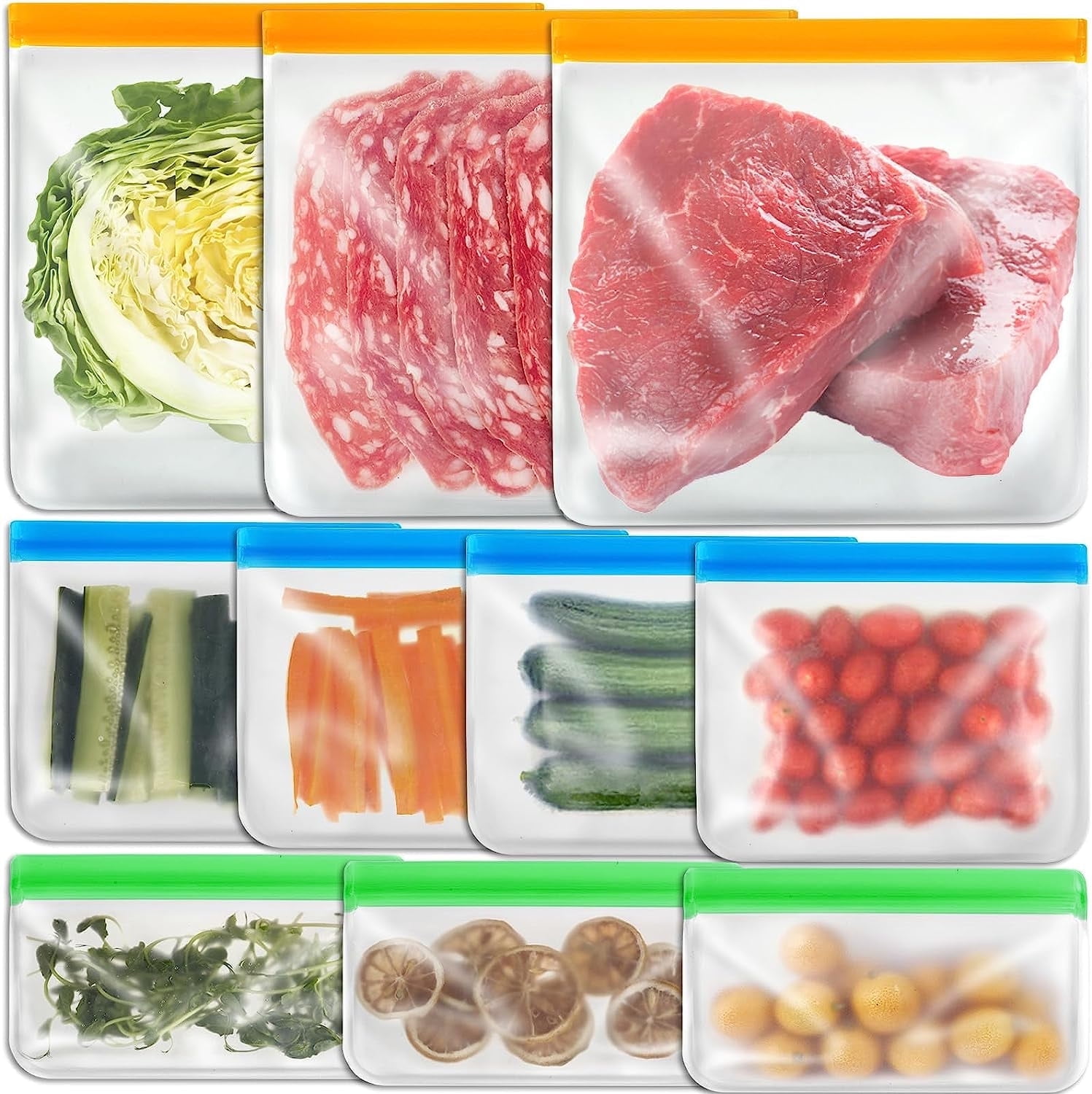 24 Pack Food Storage Bag, Freezer Bags , Reusable 