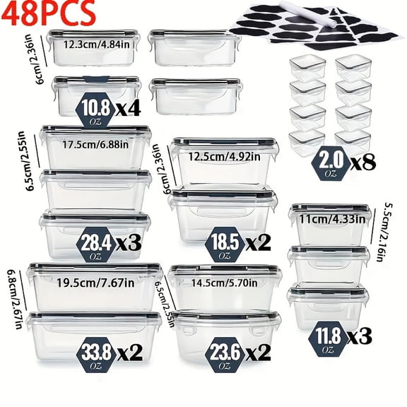 24-Pack Food Storage Containers with Lids - Airtight BPA-Free Plastic Kitchen Organizer, Stackable Meal Prep & Lunch Boxes, Easy Snapware