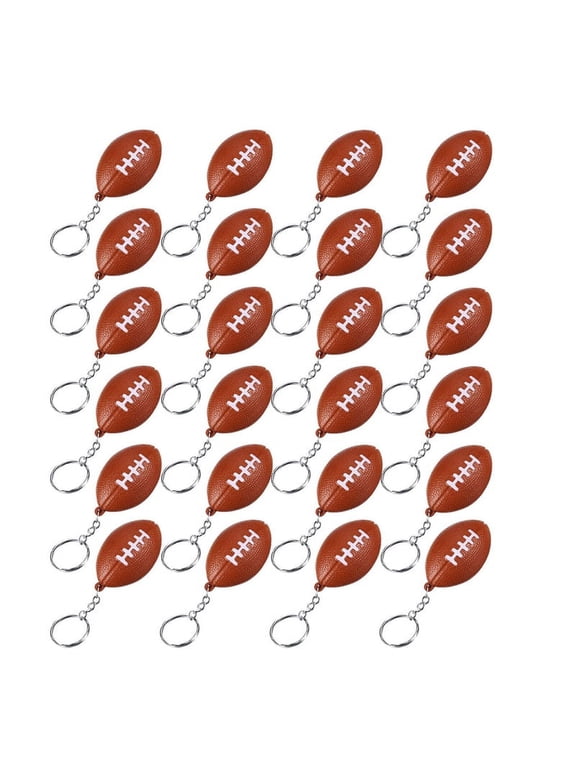 24 Pack Football Keychains,Mini Rugby Stress Ball Keychains,Sports Ball Keychains,School Carnival Reward for Boy Girls