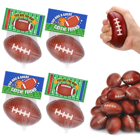 24 Pack Footballs Stress Balls Sport Valentines Gifts Foam Football Party Favors Valentines Day Cards for Kids Footballs Decorations Goodie Bag Stuffers Classroom Prizes Football Big Party 2026 Y102