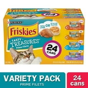 (24 Pack)  Friskies Gravy Wet Cat Food Variety Pack, Tasty Treasures Prime Filets, 5.5 oz. Cans