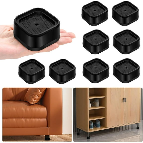 24 Pack Furniture Risers Adjustable Bed Risers Heavy Duty Lifts Height 1", Square Stackable Bed Risers 1, 2 or 3 Inch for Desk Leg Table Couch Sofa Chair Bed Frame Legs Dorm, Black