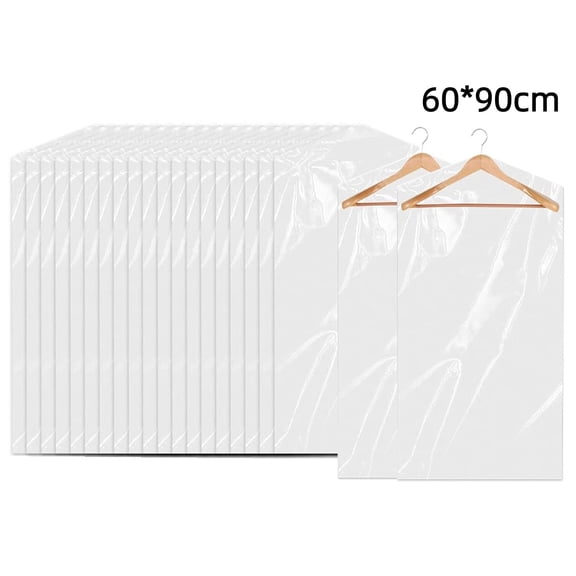 24 Pack Garment Bags - 23 x 35 Inch Clear Plastic Dry Cleaning Bags for Hanging Clothes Storage