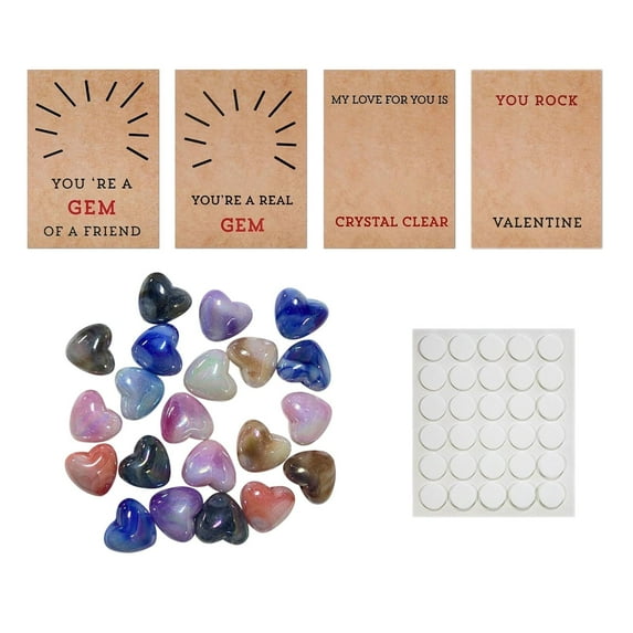 24 Pack Gem Valentines Cards Valentines Day Gifts for Kids Cards with Heart-Shape Crystal Stone Funny Valentine Exchange Card Gift for Boys Girls Toddlers Class Classroom School Party Favor
