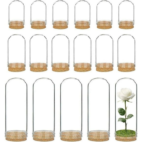 24 Pack Glass Jars Bottles 3 Mixed Size Dome Cloche Cover Decoration Bottles with Cork Stoppers