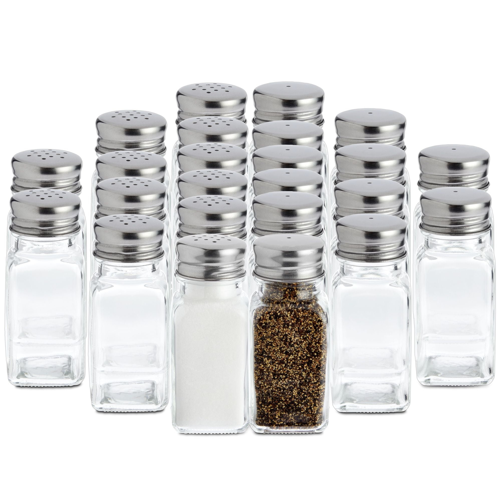 24 Pack Glass Salt and Pepper Shakers Bulk Set, Restaurant Salt and Pepper  Shakers, Spice Containers for Restaurant (2 oz, Clear)