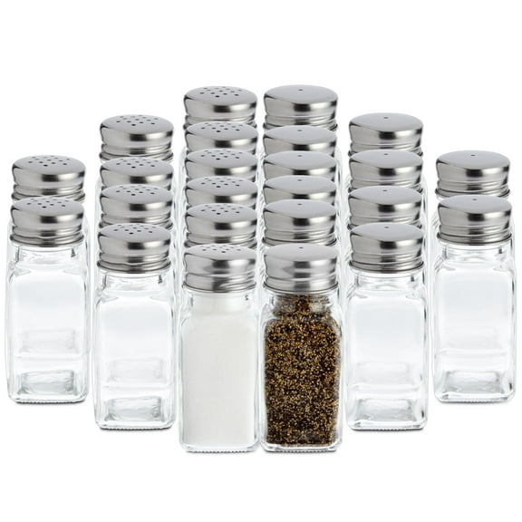 Juvale 24 Pack Glass Salt and Pepper Shakers Bulk Set - Restaurant Salt and Pepper Shakers - Spice Containers for Restaurant (2 Oz, Clear)