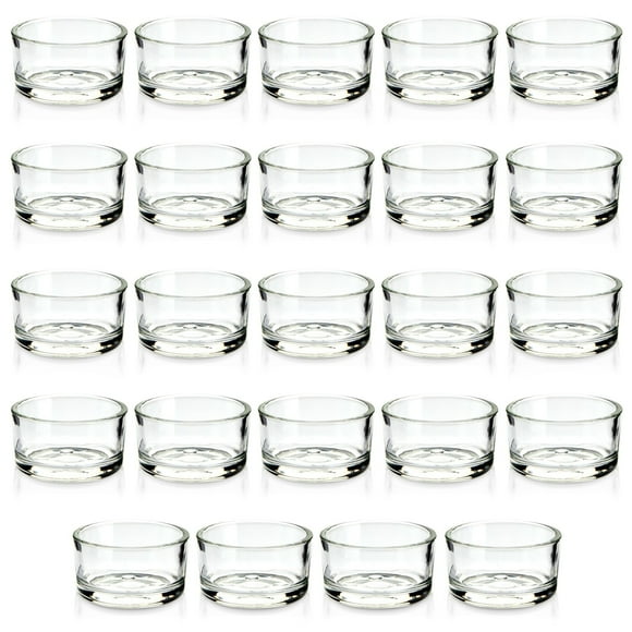 24 Pack Glass Tealight Candle Holders 1x2, for Weddings, Table Centerpieces, Parties, Home Decor