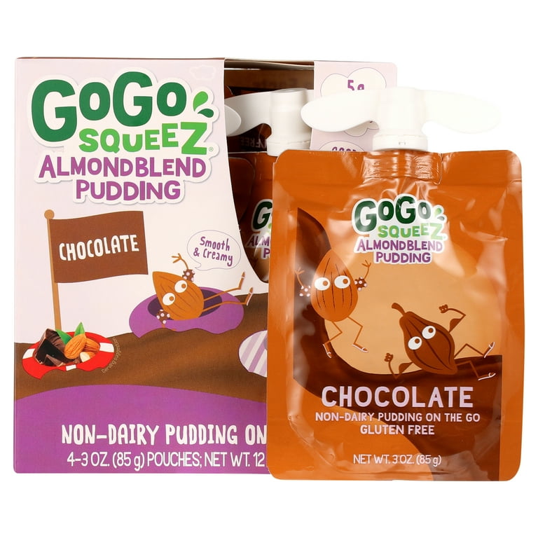 24 Pack) GoGo Squeez Almond Blend Pudding, Chocolate Pudding, 24