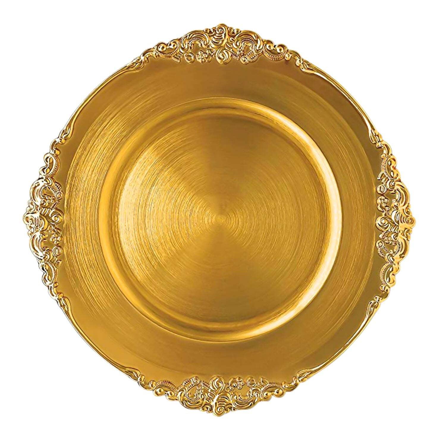 24 Pack | Gold Antique Plastic Charger Plate