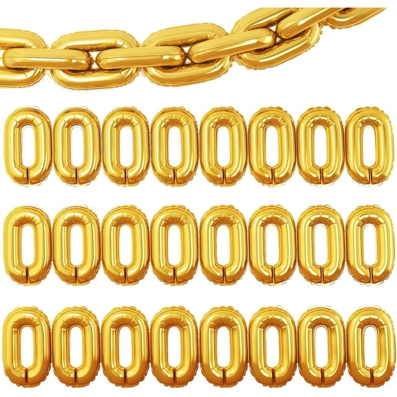 24 Pack Gold Chain Link Balloons Durable Foil Balloon connect up to 16ft for Parties & Events