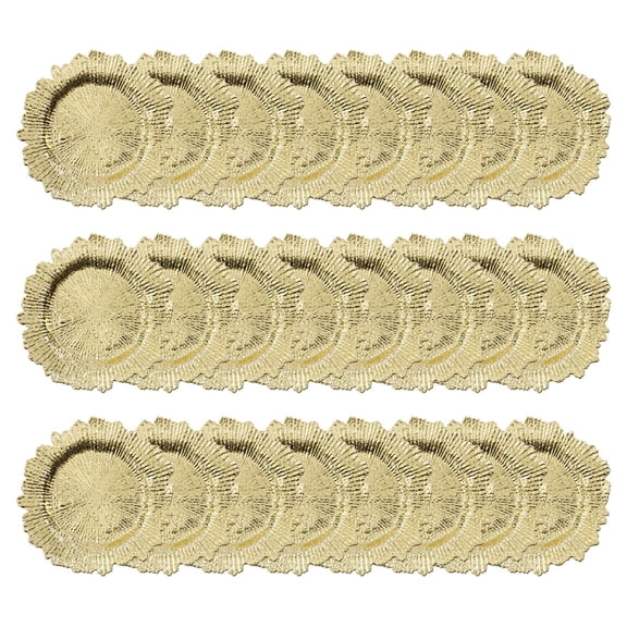 24-Pack Gold Charger Plates 12.6 Inch PP Plated Wedding Dinner Plates Hard Disposable Platters for Salad, Soup