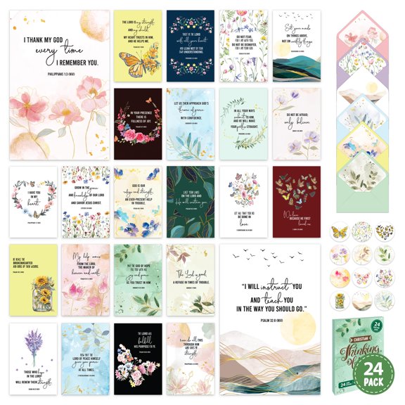 24 Pack Gold Foil Christian Thinking of You Cards 4x6in