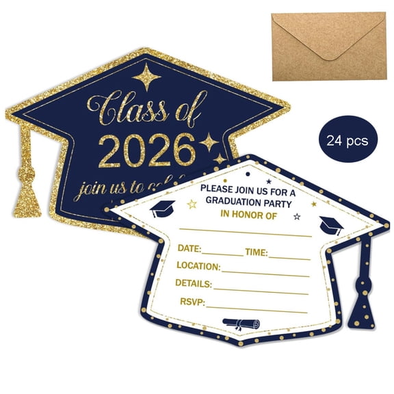 24 Pack Graduation Invitations 2026 Grad Party Invitations with envelopes , Class of 2026 Graduation Announcements Graduate Invite Cards for College Party Supplies