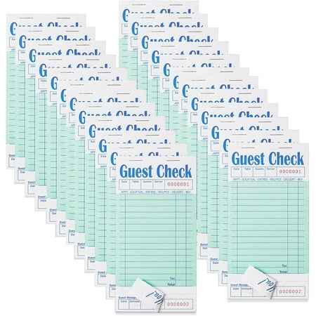 24 Pack Guest Checks Books for Servers, Servers Note Pads Waiter Checkbook, Waitress Notepad for Restaurants, Paper Checks 50 Sheets/Pack, 1200 Total Tickets