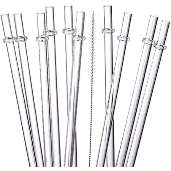 24 Pack, HIGHLY Transparent Reusable Plastic Straws with 4 Cleaning Brushes, 10.5 in Long Drinking Straws, Clear Replacement Straw for 16 24 30 32 OZ Tumblers, Cups, Jars, YETI, Starbucks - BPA FREE