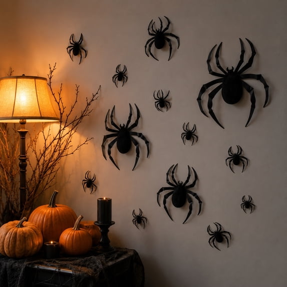 24 Pack Halloween Bat Wall Decals, Spider And Bat Stickers For Party Decoration, 3D Bat Wall Decor, Halloween Scene Display, Seasonal Home Accent