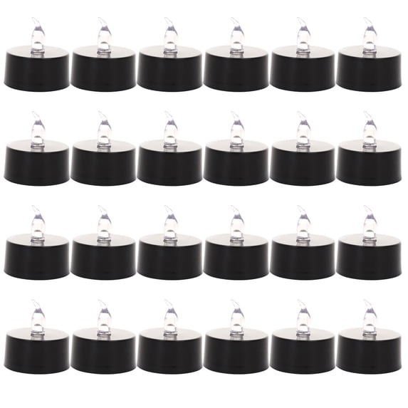 24 Pack Halloween Flameless Candles, Battery Powered Black LED Tea Light Candle Lights, Halloween Party Home Indoor Decor
