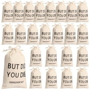 24 Pack Hangover Kit Bags Bachelorette Hangover Bags Large Cotton Muslin Drawstring Bag Recovery Kit Bags for Wedding Bridal Shower Party Favors