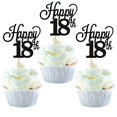 24 Pack Happy 18th .. Cupcake Toppers Glitter Eighteen .. Number 18
