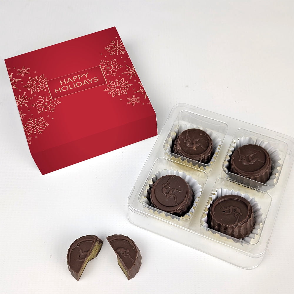 24 Pack Happy Holidays Candy Favor Box With Dubai Milk Chocolate Truffles - Snowflakes