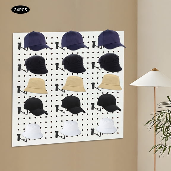 24-Pack Hat Racks, 14cm Iron Round Ring Display for Grid Wall Store