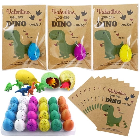 24 Pack Dinosaur Egg Hatching Card Bulk, Funny Easter Valentines Day Exchange Cards Gifts for Boys Girls School Class Classroom Party Favors (24Pcs, Random)