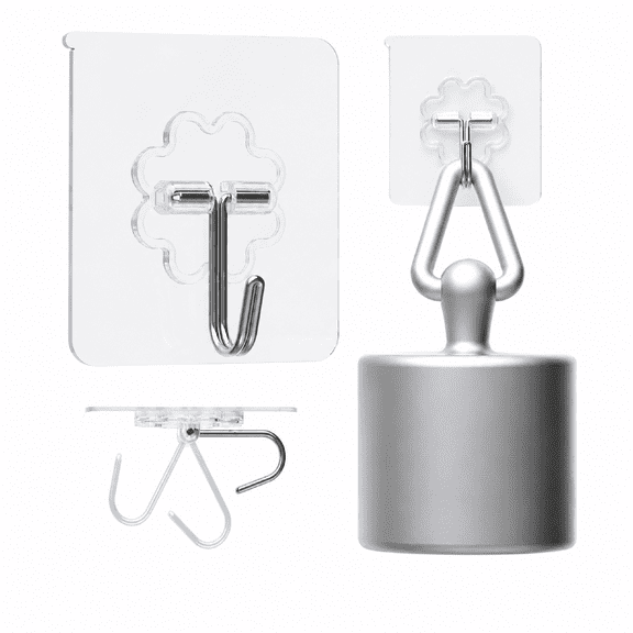 Adhesive Hooks 24 pack Stainless Steel PVC Clear Heavy Duty Reusable for Kitchen Bathroom Outdoor