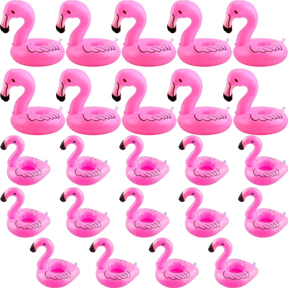 24 Pack Inflatable Flamingo Drink Holder Floats 2 Sizes For Summer Pool Beach Parties