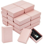 SUPERDANT 24 Pack Jewelry Gifts Boxes 3x2 Inch Rectangle Cardboard Earring Necklace Storage Boxes with Velvet Sponge for Ring Weddings Birthdays (Pink)