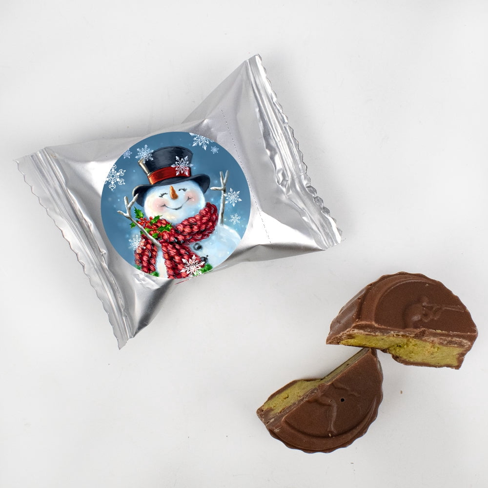 24 Pack Jolly Snowman Stickered Individually Wrapped Dubai Chocolate Truffles