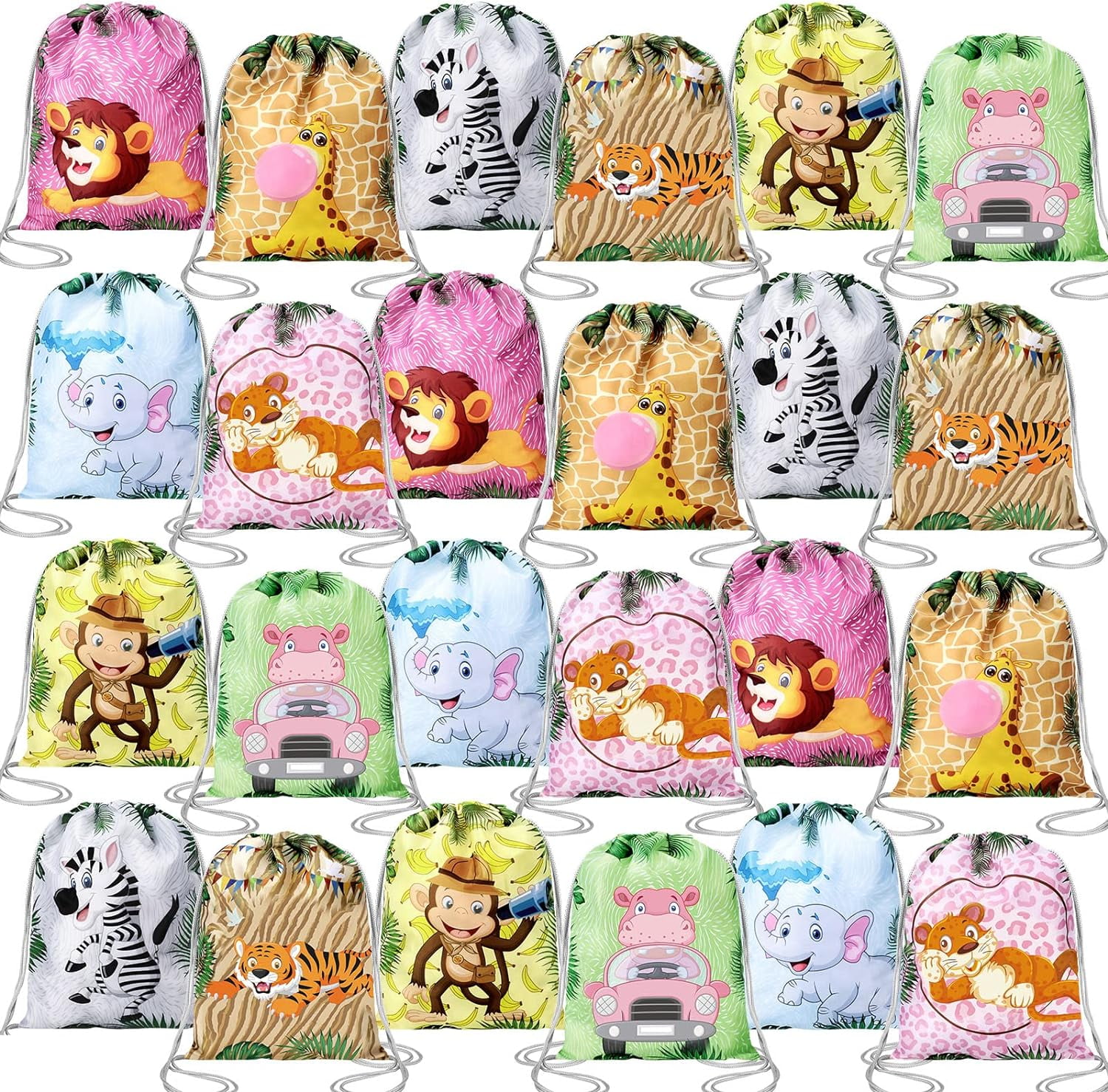 24 Pack Jungle Animal Party Favor Goodie Bags Safari Gift Candy Treat