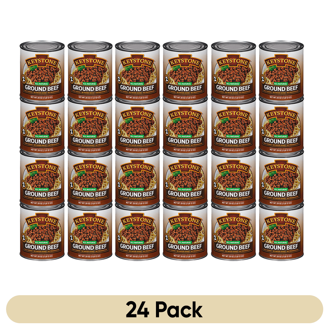 (24 Pack) Keystone All Natural Ground Beef 28 oz Can ✅ Emergency Survival Food For Camping Hiking and Backpacking Ready to Eat- Pack of 24 Cans ✅