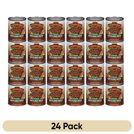 (24 Pack) Keystone All Natural Ground Beef 28 oz Can ✅ Emergency Survival Food For Camping Hiking and Backpacking Ready to Eat- Pack of 24 Cans ✅