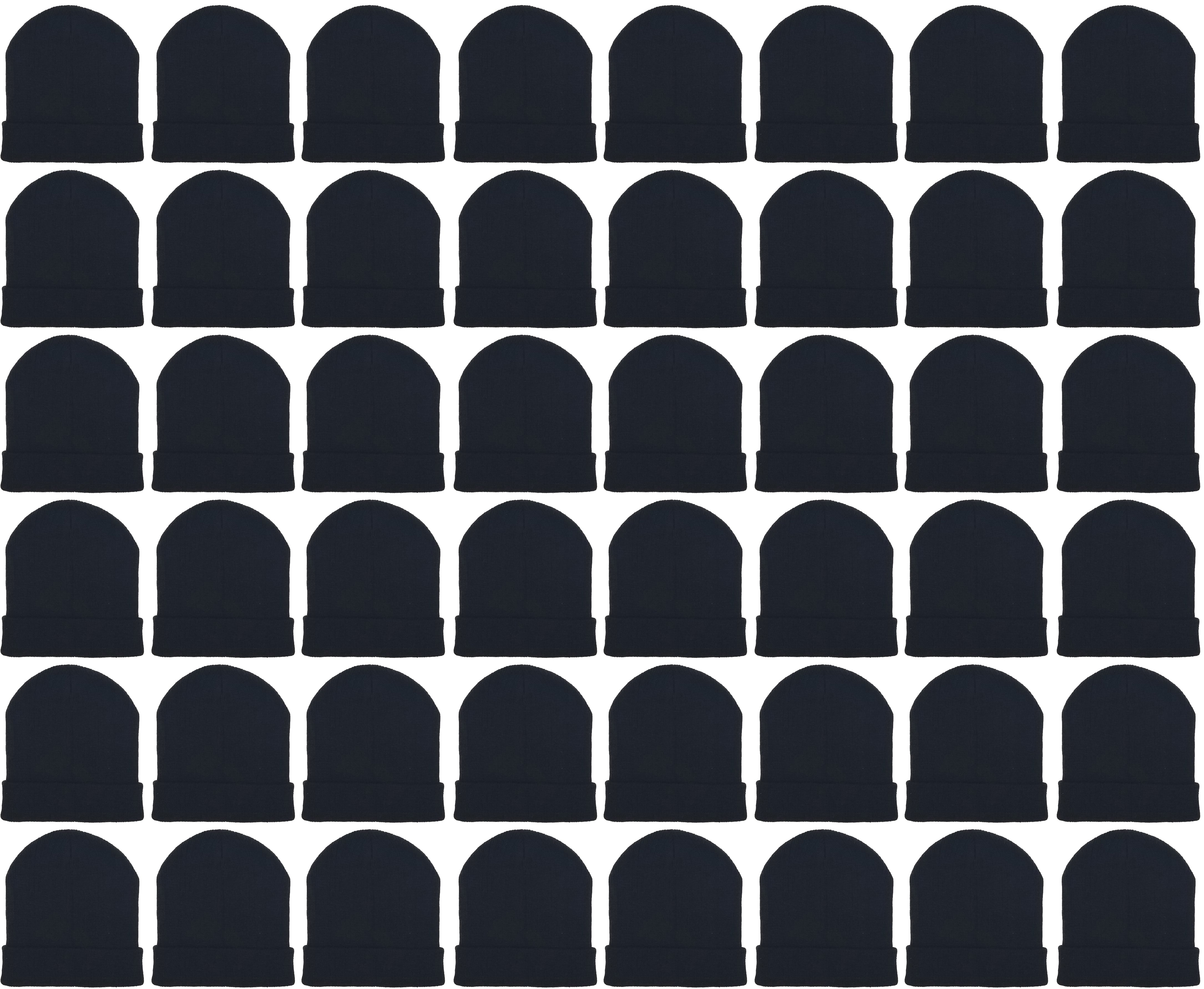 24 Pack Kids Beanies, Cuffed Winter Knit Hats for Boys Girls, Soft Thick Heat Insulating, Bulk (Black)