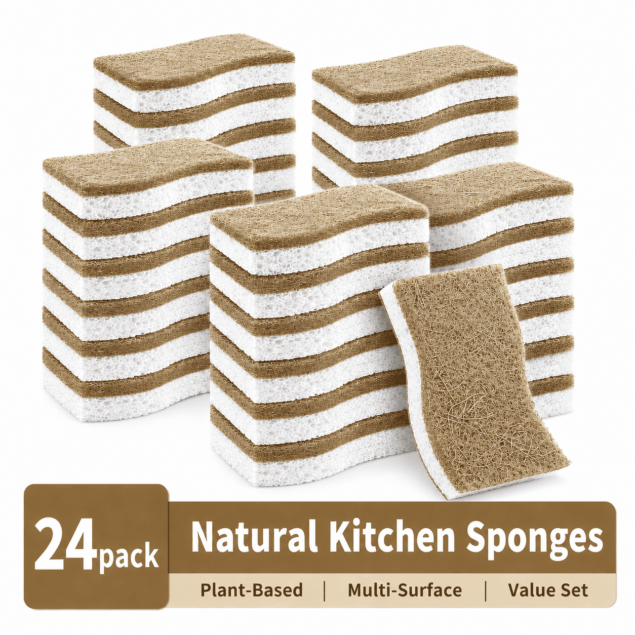 Packthis Notepad 24 Pack Kitchen Sponges, Non-Scratch Cellulose Dish Sponges with Scrub ...