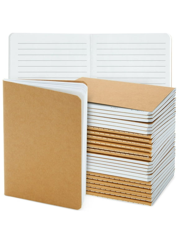 24-Pack Kraft Paper Notebooks A6 Size, 4x6 in Writing Journal with 80 Lined Pages, Notebook Set for Students, Kids, Classroom, Travel, Business, Office Supplies