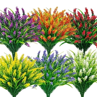 Miracliy 24 Pcs Fake Lavender Stems, Multi-Color Artificial Plants for Garden Patio Decor