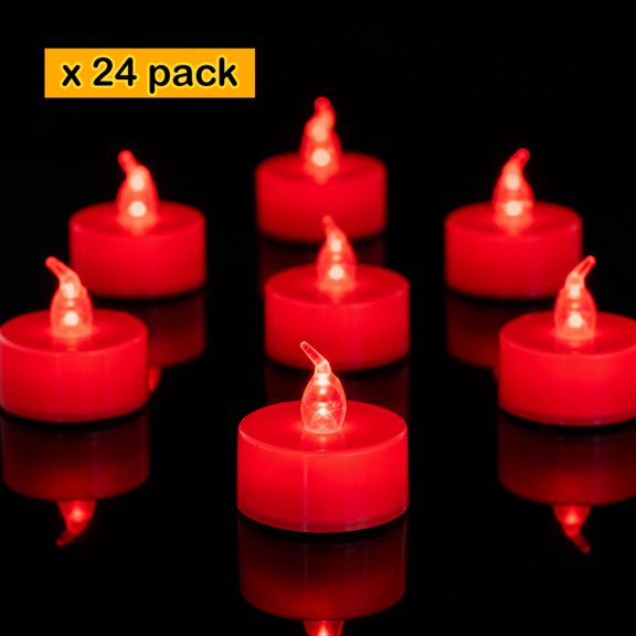 24 Pack Led Tea Lights Candles Flickering Redless (red - 24pcs)