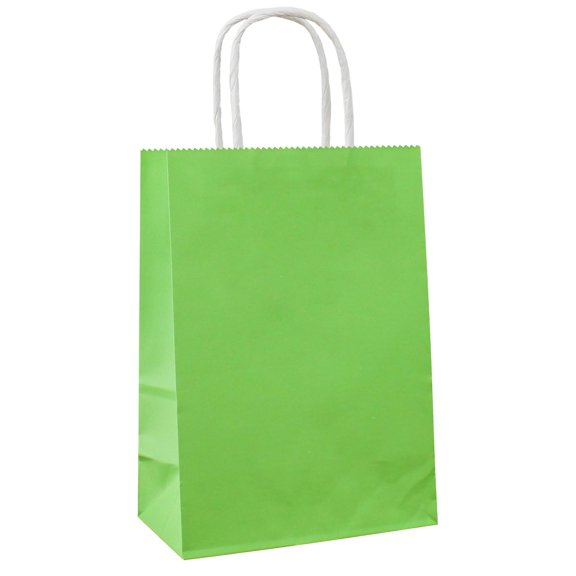 24 Pack Light Green Recyclable Kraft Gift Bags, Plain Paper Totes With Paper Handles For Daily Use