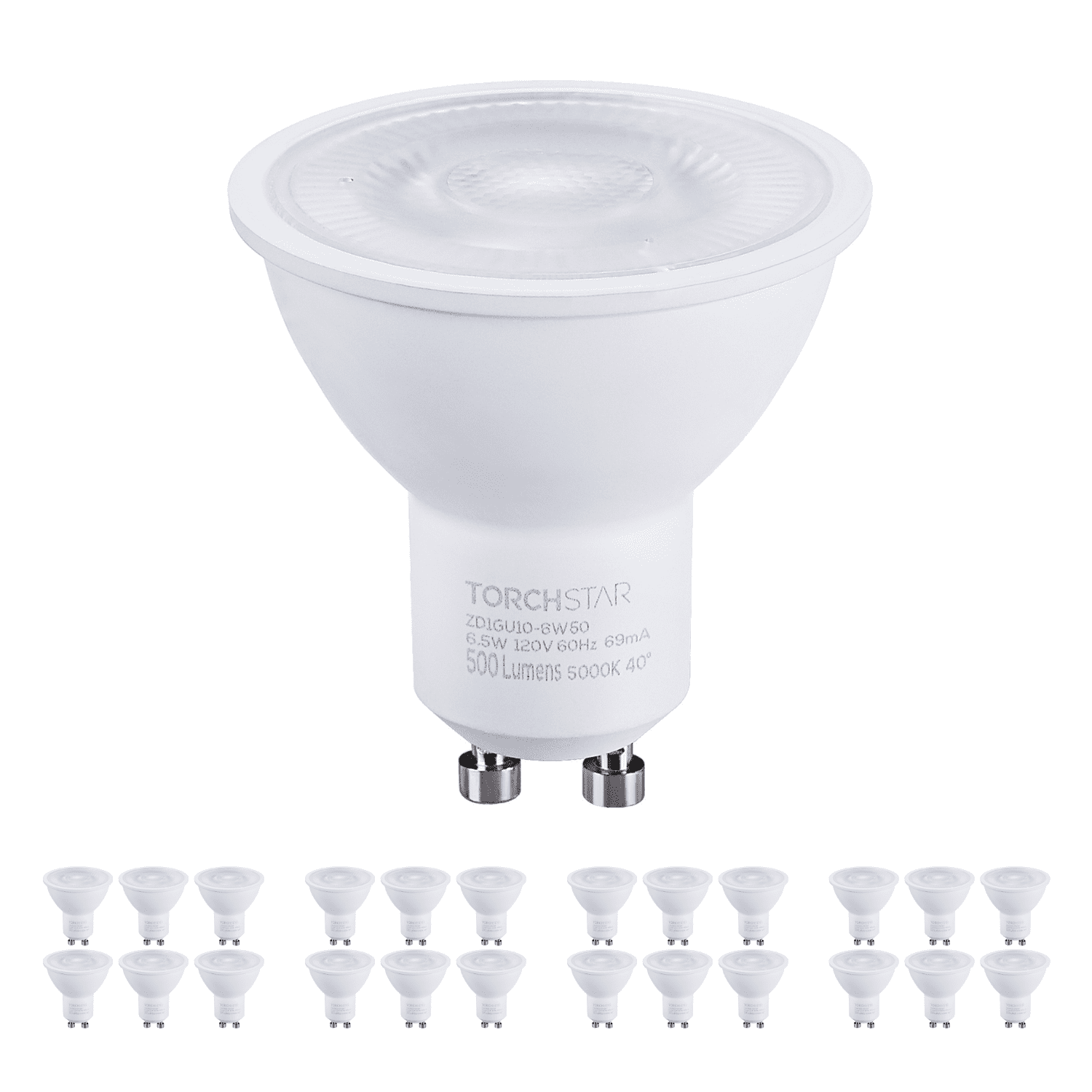 24 Pack MR16 GU10 LED Light Bulb, Dimmable 6.5W (50W Equivalent), UL-Listed, 5000K Daylight