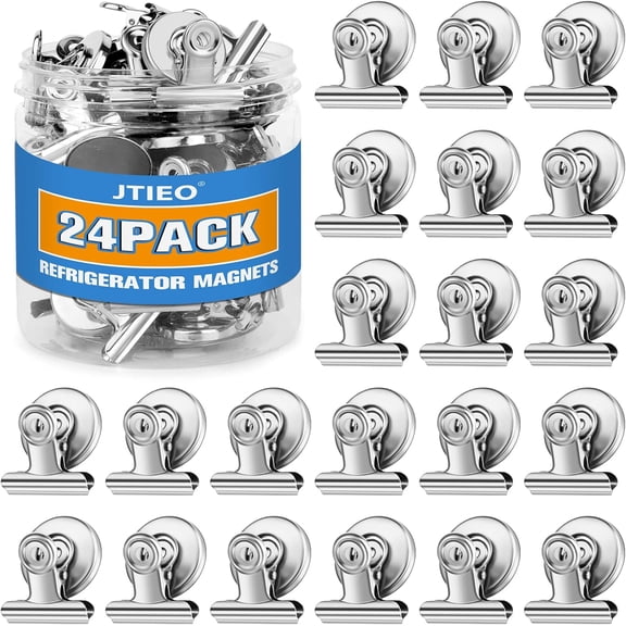 24 Pack Magnetic Clips Fridge Magnets Whiteboard Magnets Clips, Magnet Clips for Teacher Supplies, Clips Magnets Refrigerator Magnets for Photo Displays Memo Note