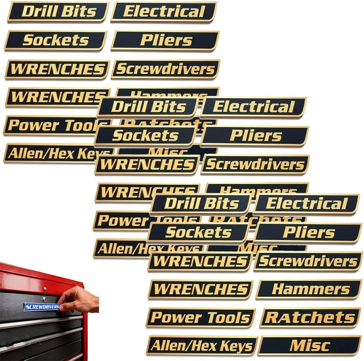24 Pack of Magnetic Toolbox Labels, 3D-Printed Tool Box Drawer Tags ...